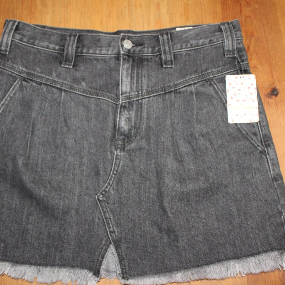 NWT! Free People Sanded Black Skirt w/Frayed Hem